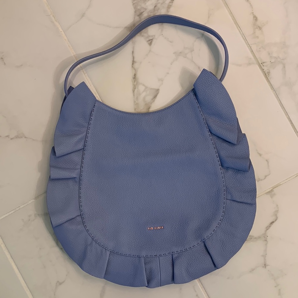 Ted Baker London Soft Blue Ruffled Shoulder Bag